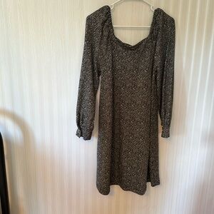 square neck flare long sleeve dress loft